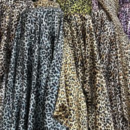 Leopard Print Satin Fabric Sewing Craft Material Silky Soft Cloth Fabric For Scarf Lining Diy 50cmX150cm