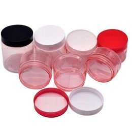 Clear Pink PET Plastic Cosmetic Packaging Cream Jar Plastic Lid 250g 200g 150g 120g 100g Empty Hair Wax Pot Filling Bottle 24pcs