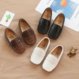 Boys Shoes Kids Leather Shoes For Wedding Party Performance White Black Brown Children Casual Sneakers Loafers Moccasins 21-30