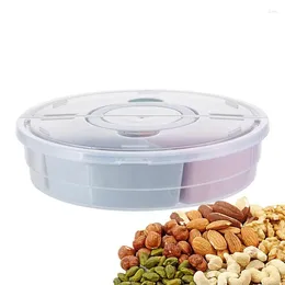 Plates Fruit Tray With Lid Divided Snack Serving Large Capacity Storage Container Handle Cover 6 Grid For Nuts