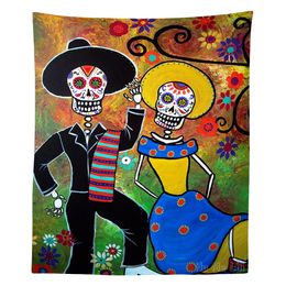 Day Of The Dead Sugar Skull Girl Face Group Halloween Mexican Folk Art Dia De Los Muertos Wedding Poster By Ho Me Lili Tapestry