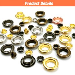 50set Mix 5 Colours Metal Eyelet Grommets With Eyelet Punch Die Tool Set For DIY Leathercraft Clothing Accessories Shoes Belt Bag