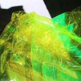 0.1mm TPU Fabric Fluorescent Green PVC Liquid Plastic Film Waterproof DIY Crystal Bag Decor Raincoat Clothes Designer Fabric