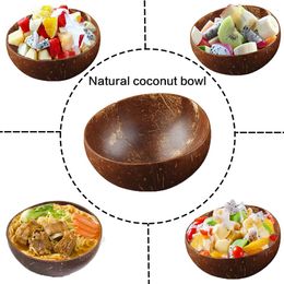 Creative Natural Coconut Wood Bowl Eco Friendly Coconut Shell Fruit Salad Noodles Rice Ice Cream Wood Bowl Art Crafts Decoration