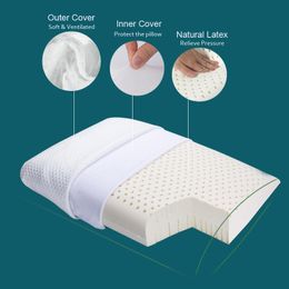 PurenLatex 60x40x11 Thailand Natural Latex Orthopedic Massage Pillow Neck Cervical Spine Protected Remedial Big Vertebrae Pillow