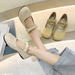 Casual Shoes Spring Autumn Women Slip-On Frilly Solid Flats Loafers Fashion Work Comfortable For Soft Retro