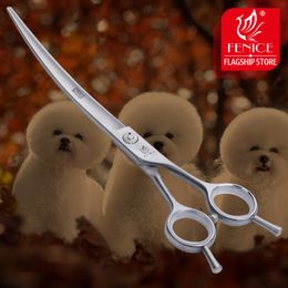 Fenice Professional 7.5 inch pet dog grooming scissors curved shears JP 440c steel dog scissors