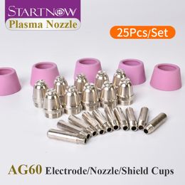 Startnow AG60 SG55 WSD60 25PCS Nozzle Electrode Torch Shield Cups Kits Plasma For Welding Torch Cutting Machine Parts