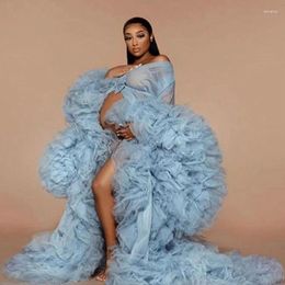 Party Dresses Amazing Blue Tulle Maternity Dress Robes Custom Made Long Women For Po Shoots See Through Prom Evening Gowns