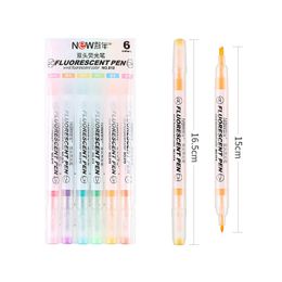 6PCS/Set Highlighters Double head Light/Deep Color Style Art Marker Highlighters for School& Office Stationery