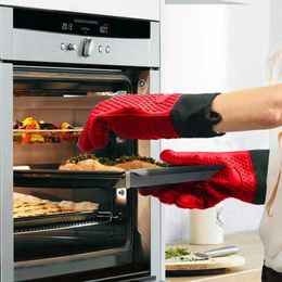 BBQ Oven Gloves Resistant Silicone Glove Heat Resistant Grill Gloves Kitchen Silicone Oven Mitts for Barbecue Cooking