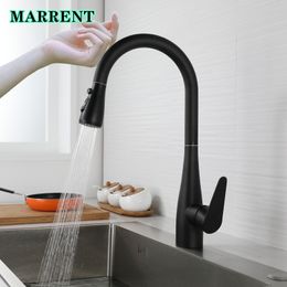 Black Touch Kitchen Mixer Tap with Pull Down Pull Out Kitchen Faucet Fixture Newly Grey Smart Sensitive Touch Kitchen Faucets