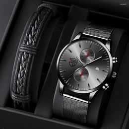 Wristwatches 2024 Brand Men's Luxury Watches Fashion Stainless Steel Mesh Belt Quartz Wrist Watch Men Sports Luminous Clock Relogio