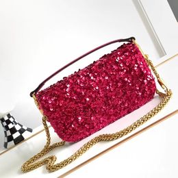 5 hours hot! Best price! Luxury Designer BIG V Shoulder Baguette Bag for Women High Quality Luxury Fashion Crossbody Bags Sequin New Ladies Totes Bling Handbags Purses