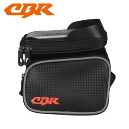 CBR Bike Bicycle Front Bag 6 inch Waterproof Cycling Top Tube Frame Bag Pannier Double Pouch for 4-5.5 inch Cellphone Phone