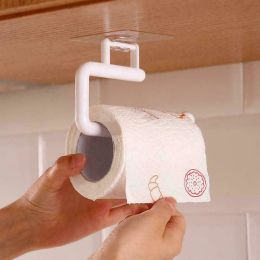 1pcs Kitchen Paper Towel Holder Self-adhesive Accessories Under Cabinet Roll Rack Tissue Hanger Storage Rack For Bathroom Toilet