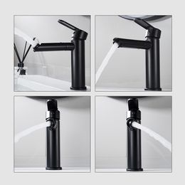 Rotatable Bathroom Faucet Solid Copper Bathroom Basin Faucet Cold and Hot Water Mixer Sink Tap Single Handle Deck Mounted Tap