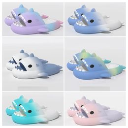 New Designer Quality shoes sandal Summer Shark Slippers Shark Slides black Thick Soled Shoes Kids flat sandals Gradient Flip Flops