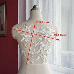 Bridal White Lace Applique, Embroidery with Sequin Motif Trims, DIY Applique for Wedding Dress