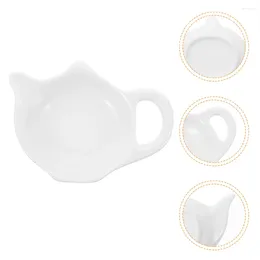 Tea Trays 2 Pcs Ceramic Bag Saucer Teabag Holder Coffee Spoon Household Dish Organiser Ceramics Containers Bags Rack