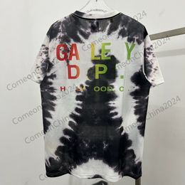 2024 Vintage Summer Mens women Cotton Tie dyeing to make old graffiti letters Dept Pure Cotton Short Sleeve T-shirt Tee Tops US size S-XL