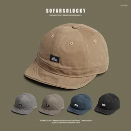 Ball Caps Japanese Retro Soft Brim Baseball Cap Men Tooling Style American Short Street Hong Kong Hat