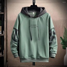 Men's Hoodies Pullover Sweatshirt Stretchy Winter Hooded Plush Lining Men Letter Print Skin-Touch Streetwear