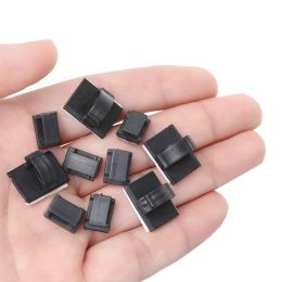 20Pcs Black Adhesive Car Cable Clips Management Desk Wall Cord Clamps Cable Winder Drop Wire Tie Fastener Fixer Holder Organizer