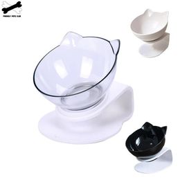 Non-slip Double Bowls For Cats Pet Drinking Water Food Bowl Tilt Protect Cervical Spine Removable Clean Little Cat Dog Bowl