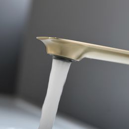 Brushed Gold Bathroom Basin Faucet Single Handle Deck Mount Sink Taps Black/Rose Hot & Cold Water Mixer Crane