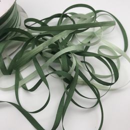 thin taffeta Silk Ribbons for Embroidery, 100% Pure Silk, Green Variegated Color, Handcraft Project, Gift Packing, 4mm
