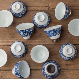 Chinese Blue and white porcelain Ceramics Tea Cups Anti Scaling Tea Bowl Handmade porcelain tea cup Single Cup Drinkware Teaware