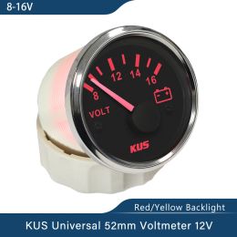 KUS Universal Voltmeter 8-16V 18-32V 9-32V Racing Car Volts Metre 2" 52mm with Red Yellow available Backlight for Car Boat