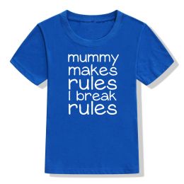 Funny Kids Tshirt Mummy Makes Rules I Break Rules Letters Print Toddler Boys Girls Short Sleeve T-shirt Children Cute T Shirts