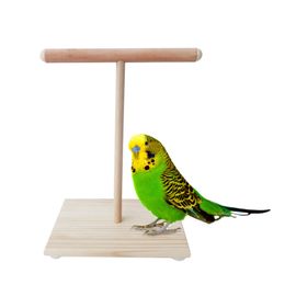 Wooden Parrot Perch Toy T Stand Perch Bird Training Paw Grinding Toys Pet Cockatiel Cage Nest Play Platform Bird Supplies
