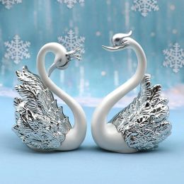 1pcs/Lot Crown Glass Table Swan Baking Decorative Birthday Anniversary Ornament Cake Topper Figure Paper Weight Desk Home Decor