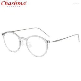 Sunglasses Frames Denmark Brand Retro Round Glasses Frame Men No Screw Ultralight Myopia Prescription Optical Titanium Eyeglasses6541