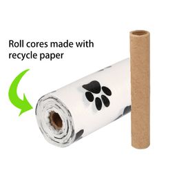 White Paw Print 100% Compostable Dog Poop Bags Earth Friendly Vegetable-Based Waste Bags Refill Rolls for Dispenser