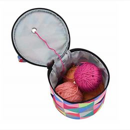 Yarn Storage Bag Round Knitting Wool Yarn Organizer Crochet Sewing Needles Handbag Weave Tools Bowl Crafts Tote