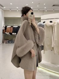 Women's Fur Xiaochen Cloak Double-sided Woolen Coat Cashmere Collar Detachable