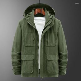 Men's Trench Coats Cargo Coat Spring And Autumn Large Size Multi-pocket Jacket Men Loose Trend Casual Thin