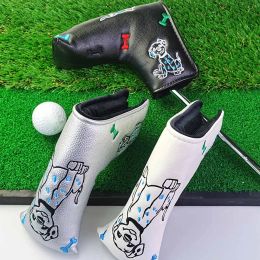 1Pcs Golf Putter Head Covers Blade PU Leather Dog Frog Pattern Design, Pack Club Headcover Fits All Brands