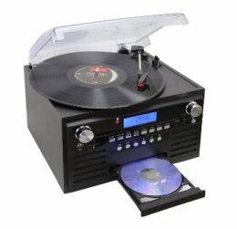 Turntables New Best Selling Design Speakers AllinOne Vinyl Turntable CD Recorder Bluetooth Radio Cassette Player