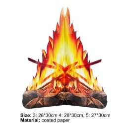 Artificial Fire Art Paper Fake Flame Creative 3D Decorative Cardboard Campfire Home Decor for Summer Camp Campfire Party