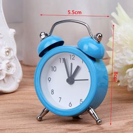 Portable Mini Round Alarm Clock Desktop Table Bedside Clocks Decor