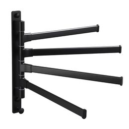 Tuqiu Swivel Towel Holder Black Towel Hangers Wall Mounted 2-5 Bathroom Towel Rail Rack Aluminium Bathroom Towel Bar Towel Hanger