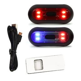 Motorcycle Helmet LED Light USB Charge Bike Night Safety Signal Warning Light Tail Lamp Waterproof Riding Helmet Accessories