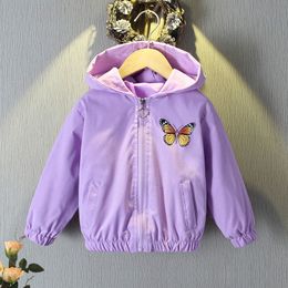 2 3 4 5 6 7 8 9 10 Year Butterfly Girls Jacket Autumn Hooded Zipper Windbreaker Coat Casual Unicorn Boys Outerwear Kids Clothes