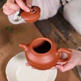 370ml Purple Clay Teapot Handmade Yixing Raw Ore Clear Cement Large-capacity Teapot Quality Teapot Kungfu Tea Set Cute Teapot