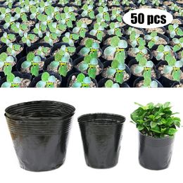 50pcs 4 Sizes of Grow Nersery Pots Garden Flower Seedling Plant Container Bags Box Garden Supplies Transplant Flower Pot Set